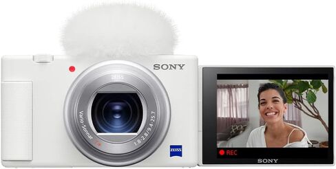 حزمة كاميرا Sony ZV-1 لمنشئي المحتوى ومدوني الفيديو (أبيض) مع ميكروفون ECMG1 Shotgun ومجموعة ملحقات Vlogger (4 عناصر) in Saudi Arabia