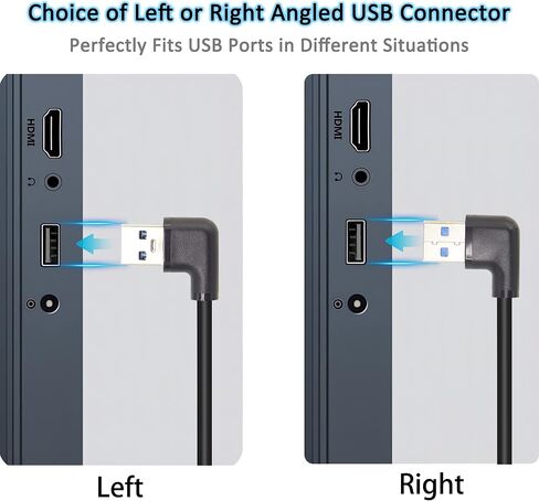 GELRHONR Right Left Angle USB 3.0 Extension Cable,SuperSpeed 90 Degree USB3.0 A Male to Female Super Fast 5Gbps Data Cord for Laptop TV USB Disk Mouse Hard Disk Camera -Black 3.3Ft/1M in Saudi Arabia