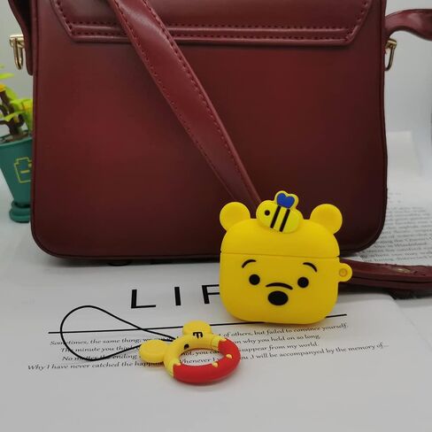 Compatible for AirPods 3 Case Cover 2021, Winnie Bear Design Kids Teens Boys Girls Women Cute Funny Cool Silicon Cartoon 3D Shell Cover for AirPods Case 3rd Generation - Winnie in Saudi Arabia