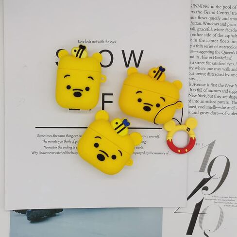 Compatible for AirPods 3 Case Cover 2021, Winnie Bear Design Kids Teens Boys Girls Women Cute Funny Cool Silicon Cartoon 3D Shell Cover for AirPods Case 3rd Generation - Winnie in Saudi Arabia