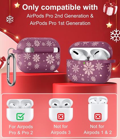 حافظة منقوشة بلونين لعيد الميلاد لجهاز AirPods Pro حافظة الجيل الثاني الأول، غطاء حماية كامل من السيليكون الناعم للعطلات اللطيفة من TOYOUTHS لهاتف Apple Airpods Pro 2/Pro Case للنساء والرجال in Kuwait