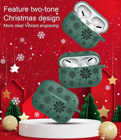 حافظة منقوشة بلونين لعيد الميلاد لجهاز AirPods Pro حافظة الجيل الثاني الأول، غطاء حماية كامل من السيليكون الناعم للعطلات اللطيفة من TOYOUTHS لهاتف Apple Airpods Pro 2/Pro Case للنساء والرجال in Kuwait