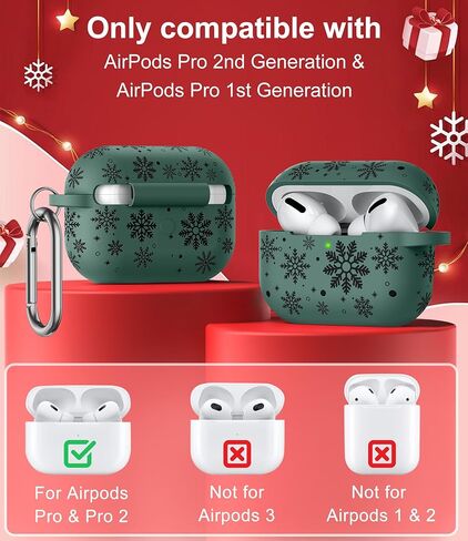 حافظة منقوشة بلونين لعيد الميلاد لجهاز AirPods Pro حافظة الجيل الثاني الأول، غطاء حماية كامل من السيليكون الناعم للعطلات اللطيفة من TOYOUTHS لهاتف Apple Airpods Pro 2/Pro Case للنساء والرجال in Kuwait