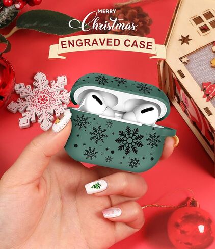 حافظة منقوشة بلونين لعيد الميلاد لجهاز AirPods Pro حافظة الجيل الثاني الأول، غطاء حماية كامل من السيليكون الناعم للعطلات اللطيفة من TOYOUTHS لهاتف Apple Airpods Pro 2/Pro Case للنساء والرجال in Kuwait