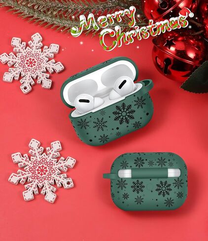 حافظة منقوشة بلونين لعيد الميلاد لجهاز AirPods Pro حافظة الجيل الثاني الأول، غطاء حماية كامل من السيليكون الناعم للعطلات اللطيفة من TOYOUTHS لهاتف Apple Airpods Pro 2/Pro Case للنساء والرجال in Kuwait