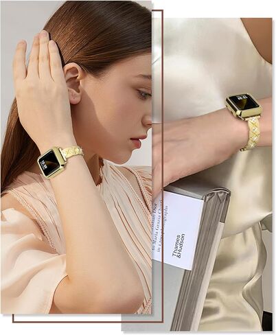 JR.DM Gold Watch Band Women Compatible with Apple Watch 40mm 41mm 38mm 44mm 45mm 42m 46mm 49mm Dressy Luxury Metal Bangle Bracelet with Bling Diamond for iWatch Series SE/10/9/8/7/6/5/4/3/2/1/Ultra in Saudi Arabia