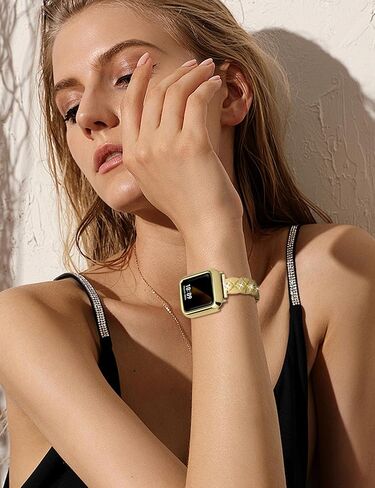 JR.DM Gold Watch Band Women Compatible with Apple Watch 40mm 41mm 38mm 44mm 45mm 42m 46mm 49mm Dressy Luxury Metal Bangle Bracelet with Bling Diamond for iWatch Series SE/10/9/8/7/6/5/4/3/2/1/Ultra in Saudi Arabia