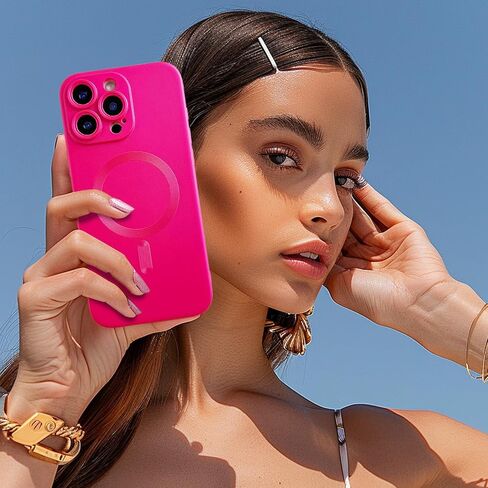 حافظة مغناطيسية لهاتف iPhone 16 Pro Max للنساء، تصميم لامع فاخر ناعم لامع مع واقي عدسة، متوافق مع حافظة Magsafe لهاتف iPhone 16 Pro Max 6.9 بوصة - ذهبي شامبانيا in Kuwait