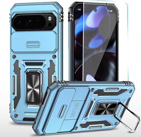 حافظة SunStory لهاتف Google Pixel 9 Pro XL مع واقي شاشة HD وغطاء كاميرا منزلق ومسند حلقي دوار، حافظة هاتف [من الدرجة العسكرية] لهاتف Google Pixel 9 Pro XL (أحمر) in Kuwait