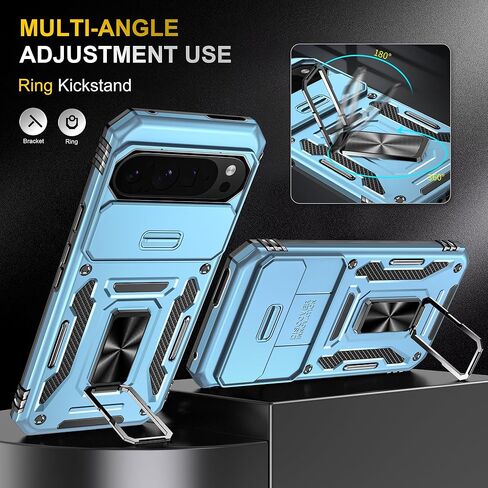 حافظة SunStory لهاتف Google Pixel 9 Pro XL مع واقي شاشة HD وغطاء كاميرا منزلق ومسند حلقي دوار، حافظة هاتف [من الدرجة العسكرية] لهاتف Google Pixel 9 Pro XL (أحمر) in Kuwait