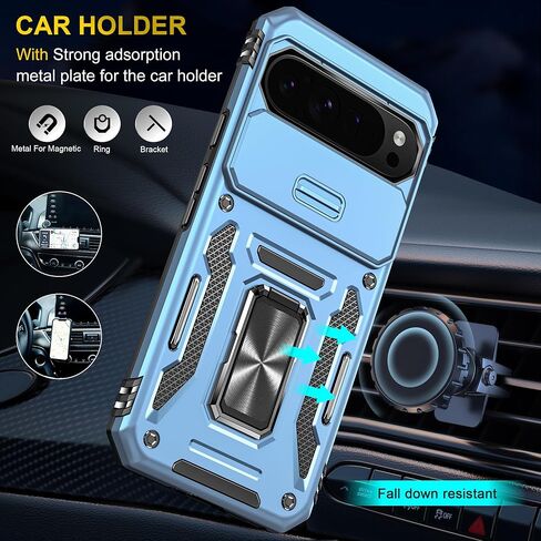 حافظة SunStory لهاتف Google Pixel 9 Pro XL مع واقي شاشة HD وغطاء كاميرا منزلق ومسند حلقي دوار، حافظة هاتف [من الدرجة العسكرية] لهاتف Google Pixel 9 Pro XL (أحمر) in Kuwait