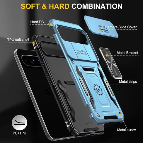 حافظة SunStory لهاتف Google Pixel 9 Pro XL مع واقي شاشة HD وغطاء كاميرا منزلق ومسند حلقي دوار، حافظة هاتف [من الدرجة العسكرية] لهاتف Google Pixel 9 Pro XL (أحمر) in Kuwait