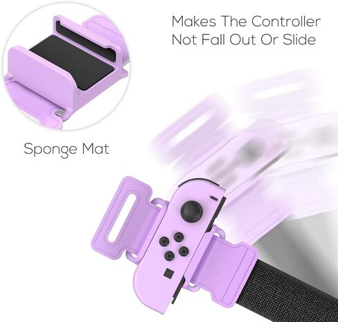 YUANHOT Upgraded Wrist Bands Compatible with Switch Dance 2025 2024 2023 2022 2021, Adjustable Elastic Straps for Nintendo Switch & Switch OLED Controllers, 2 Pack for Kids and Adults - Purple/Green in Saudi Arabia