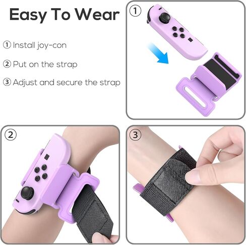 YUANHOT Upgraded Wrist Bands Compatible with Switch Dance 2025 2024 2023 2022 2021, Adjustable Elastic Straps for Nintendo Switch & Switch OLED Controllers, 2 Pack for Kids and Adults - Purple/Green in Saudi Arabia