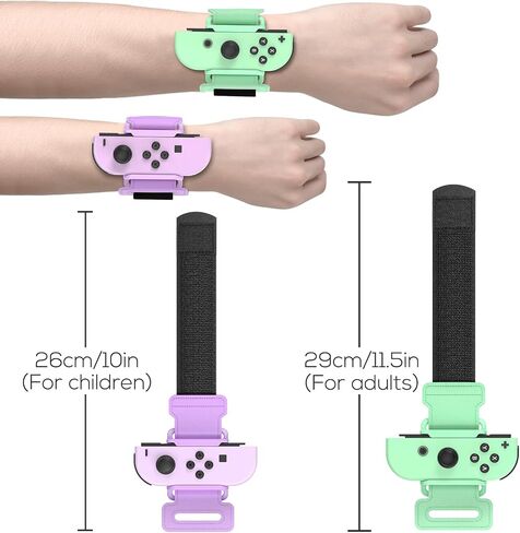 YUANHOT Upgraded Wrist Bands Compatible with Switch Dance 2025 2024 2023 2022 2021, Adjustable Elastic Straps for Nintendo Switch & Switch OLED Controllers, 2 Pack for Kids and Adults - Purple/Green in Saudi Arabia