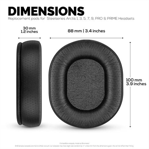 وسادات أذن بديلة لـ SteelSeries Arctis 1، Arctis 3، Arctis 5، Arctis 7، Arctis 9X، Arctis Pro & Arctis Prime وسادات أذن لسماعات الرأس، رغوة الذاكرة وجلد البولي يوريثان (أسود) in Kuwait