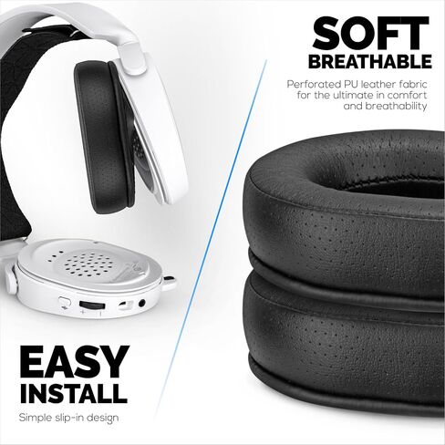 وسادات أذن بديلة لـ SteelSeries Arctis 1، Arctis 3، Arctis 5، Arctis 7، Arctis 9X، Arctis Pro & Arctis Prime وسادات أذن لسماعات الرأس، رغوة الذاكرة وجلد البولي يوريثان (أسود) in Kuwait