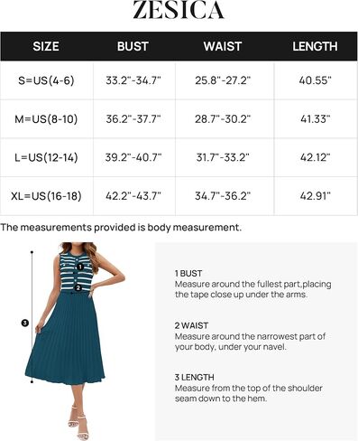 ZESICA Women's Sleeveless Striped Midi Dress Summer Crewneck Button Knit Swing Pleated A Line Casual Dresses,Beige,Large in Saudi Arabia