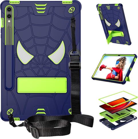 DETUOSI Kids Case for Samsung Galaxy Tab S9 Plus/ S9 FE Plus 5G LTE/WiFi 12.4" 2023 Tablet with S Pen Holder + Shoulder Strap,3-Layers Hybrid Heavy Duty Shockproof Protective Kids Stand Cover for Boy in Saudi Arabia