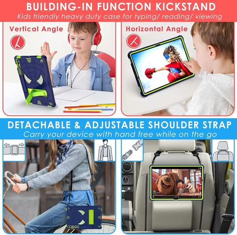 DETUOSI Kids Case for Samsung Galaxy Tab S9 Plus/ S9 FE Plus 5G LTE/WiFi 12.4" 2023 Tablet with S Pen Holder + Shoulder Strap,3-Layers Hybrid Heavy Duty Shockproof Protective Kids Stand Cover for Boy in Saudi Arabia