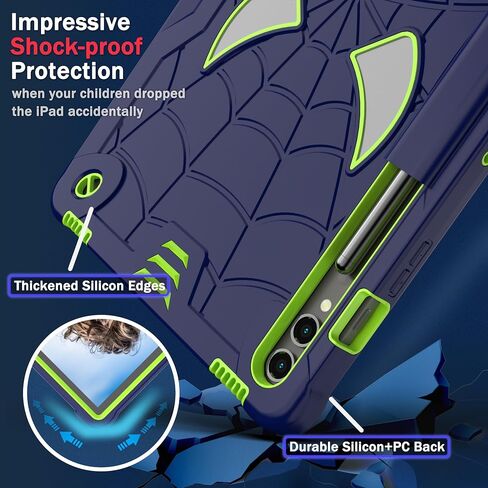 DETUOSI Kids Case for Samsung Galaxy Tab S9 Plus/ S9 FE Plus 5G LTE/WiFi 12.4" 2023 Tablet with S Pen Holder + Shoulder Strap,3-Layers Hybrid Heavy Duty Shockproof Protective Kids Stand Cover for Boy in Saudi Arabia