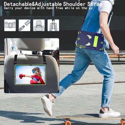 DETUOSI Kids Case for Samsung Galaxy Tab S9 Plus/ S9 FE Plus 5G LTE/WiFi 12.4" 2023 Tablet with S Pen Holder + Shoulder Strap,3-Layers Hybrid Heavy Duty Shockproof Protective Kids Stand Cover for Boy in Saudi Arabia