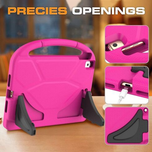 Kids Case for iPad 9th/8th/7th Generation, iPad 10.2 Kids Case with Built-in Screen Protector, Durable Shockproof Handle Stand Protective Cover for iPad 10.2 Inch 2021/2020/2019, Light Pink in Saudi Arabia