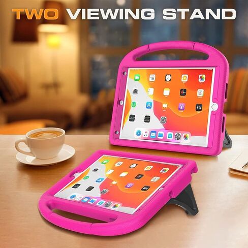 Kids Case for iPad 9th/8th/7th Generation, iPad 10.2 Kids Case with Built-in Screen Protector, Durable Shockproof Handle Stand Protective Cover for iPad 10.2 Inch 2021/2020/2019, Light Pink in Saudi Arabia