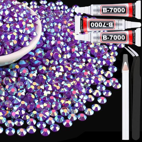 3000Pcs 5mm Resin Rhinestones with 3Pcs 10ml B7000 Jewelry Glue for Crafting, Silver Large Amount Non Hotfix Flatback Gems, Bedazzling Crystal Bulk for DIY Crafts Clothing Tumblers Shoes Fabric in Saudi Arabia