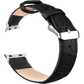 Leather Watch Band Compatible for Apple Watch Bands 45mm 44mm 42mm 41mm 40mm 38mm, Alligator Leather Replacement Strap Wristband Compatible with iWatch Series 9 8 7 6 5 4 3 2 1 SE Ultra
