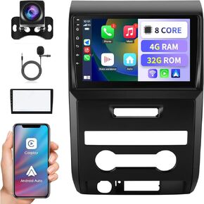 Car Stereo Radio for Ford F150 F-150 2009-2012 Android 14 Radio 9 inch Touch Screen 4+32G Radio Wireless CarPlay & Android Auto Support GPS Navigation Mirror Link Bluetooth 4G WiFi DSP SWC FM/AM 48EQ