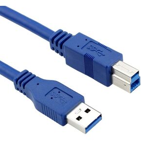 USB 3.0 Cable - Type A-Male to Type B-Male - 2 Feet (0.6 Meters) - Round Blue