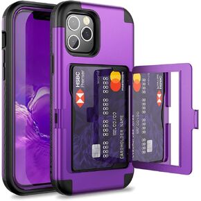WeLoveCase Wallet Case with Credit Card Holder & Hidden Mirror, Three Layer Shockproof Heavy Duty Protection Protective Cover for iPhone 12 Pro Max - 6.7inch Rose Gold