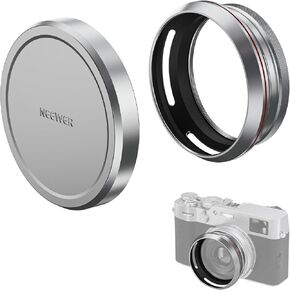 NEEWER Round Lens Hood for X100V & X100VI, Anti Glare Aluminum Alloy Lens Hood, Lens Flare & Reflection Reduction, Compatible with Fujifilm X100V and X100VI, Silver, CA085