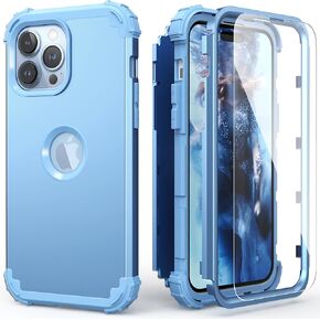 IDweel for iPhone 15 Pro Max Case with Screen Protector for Women, 3 in 1 Shockproof Slim Fit Hybrid Heavy Duty Hard PC Cover Soft Silicone Bumper Full Body Case,Rose Gold