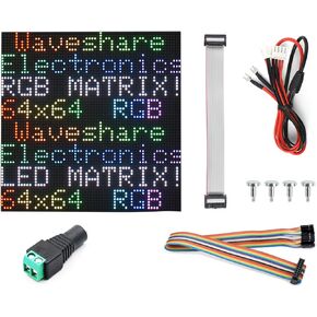 Waveshare RGB Full-Color LED Matrix Panel, 2mm Pitch, 64×64 Pixels, Adjustable Brightness, Compatible with Raspberry Pi 5/4B/3B/Zero/Zero W/Zero 2W/Pico/Pico W/Pico WH