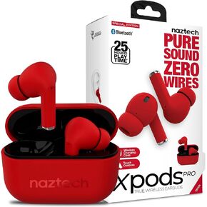 Naztech Xpods PRO - True Wireless Noise Cancelling Earbuds w/Touch Control, IPX4 Water-Resistant, HD Sound, Secure Fit for Sports, Gym Workouts & More, Includes Wireless Charging Case - White