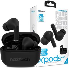 Naztech Xpods PRO - True Wireless Noise Cancelling Earbuds w/Touch Control, IPX4 Water-Resistant, HD Sound, Secure Fit for Sports, Gym Workouts & More, Includes Wireless Charging Case - White