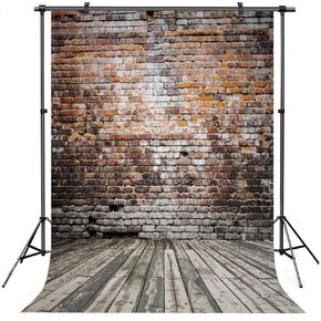 5X7FT Vintage Theme Stone Brick Design Photography Background Red Brick Wall Photography Backdrop Baby Birthday Party Decoration Photo Booth Studio Prop DH-189