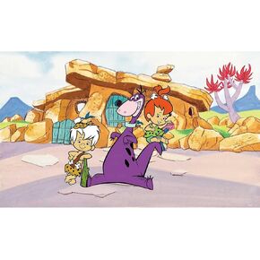 5x3ft Flintstones Backdrop Stone House Photography Background Kids Birthday Party Decorations Flintstones Birthday Party Supplies Room Wall Decor Photoshoot Photo Booth Props