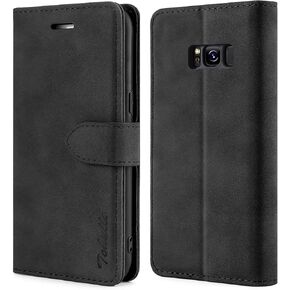 Case for Samsung Galaxy S8, Premium Leather Wallet Case with Card Holder Kickstand Magnetic Closure Flip Folio Case Cover Compatible with Samsung Galaxy S8 - Coffee Brown