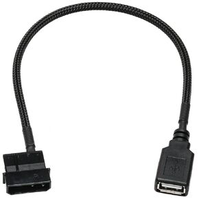 CRJ 5V Female USB 4-Pin Molex Power Adapter Cable - 12-inch (30cm), Black Sleeved - Power USB Devices with an ATX 4-Pin Peripheral Molex Power Supply Connection