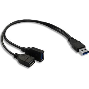 GINTOOYUN USB 3.0 Splitter Cable,USB Type A 3.0 Male to 3.0 Female and 2.0 Female Y Extension Splitter Cable for PC,Laptop,Length 30cm