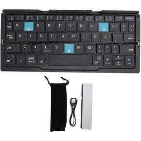 EBTOOLS Foldable Bluetooth Keyboard, Portable Keyboard with Stand Holder, Rechargeable Mini Pocket Travel Keyboard, 3 Devices Supported, for iOS Android Windows Phone Tablet