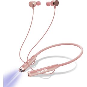 Flashlight Wireless Headphones Neck Reading Light Bluetooth HQ Sound USB-C Fast Charging Long Battery Life Use Anytime Anywhere (Pink)