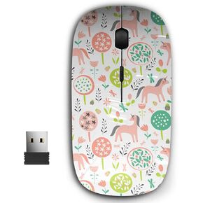 2.4G Ergonomic Portable USB Wireless Mouse for PC, Laptop, Computer, Notebook with Nano Receiver (Girl Unicorn)