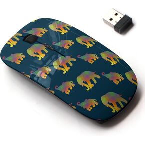 2.4G Wireless Mouse with Cute Pattern Design for All Laptops and Desktops with Nano Receiver - Elephants