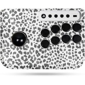 Glossy Glitter Gaming Skin Compatible with Hori Fighting Stick Mini (PS5, PS4, PC) - Snow Leopard Print - Premium 3M Vinyl Protective Wrap Decal Cover | Crafted in The USA by MightySkins
