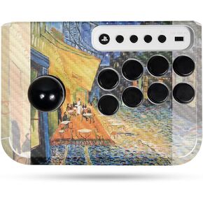 Carbon Fiber Gaming Skin Compatible with Hori Fighting Stick Mini (PS5, PS4, PC) - Cafe Terrace at Night - Premium 3M Vinyl Protective Wrap Decal Cover | Crafted in The USA by MightySkins