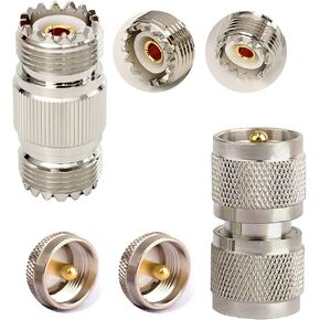 2Pcs RF Coaxial Adapter Connectors Kit UHF Male to Male PL-259 Adapters UHF Female to Female S0-239 Adapter RF Coaxial Coax Barrel Adapter for Ham Radio Antenna SWR Meter Cable Joins